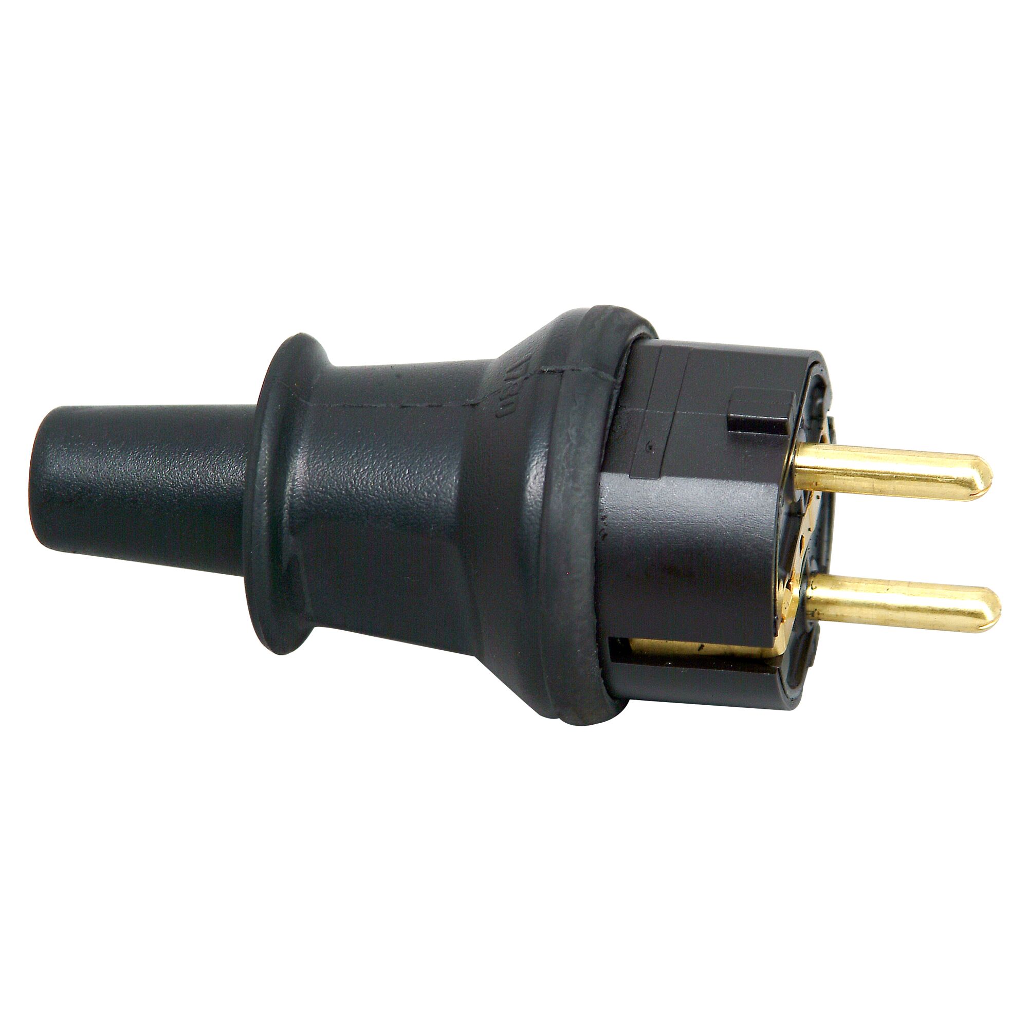 Schwarzer Schukostecker mit Knickschutz