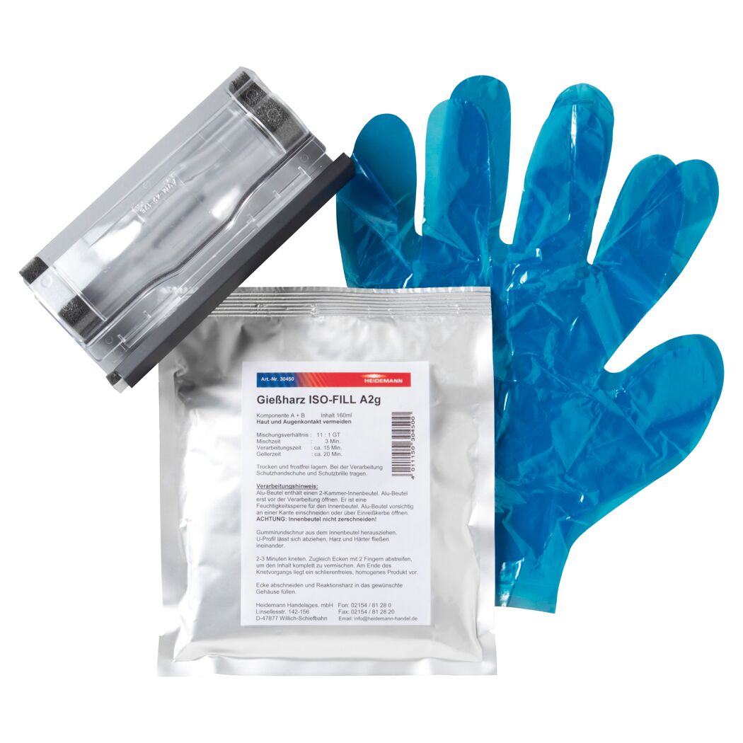 Gießharz ISO-FILL A2g, Handschuhe und Rakel