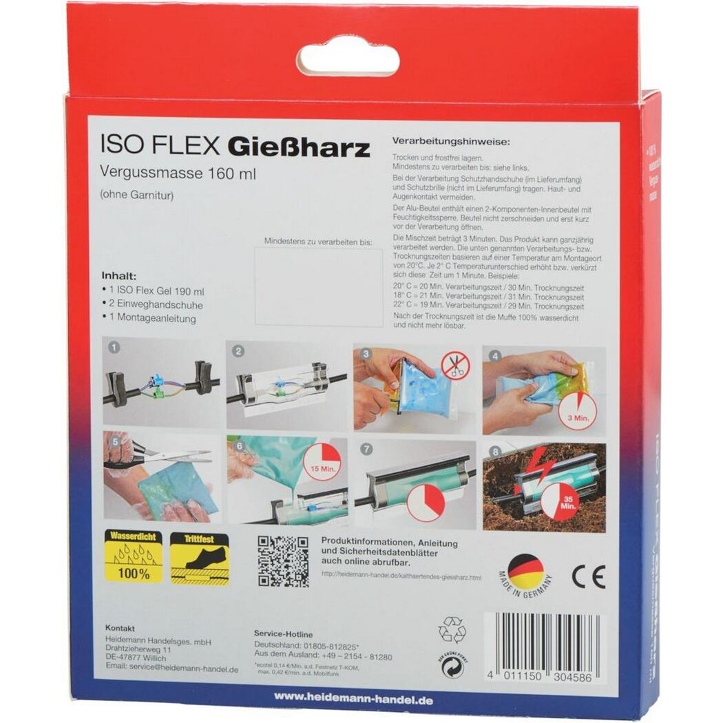 ISO FLEX Gießharz, Anleitung auf Verpackung