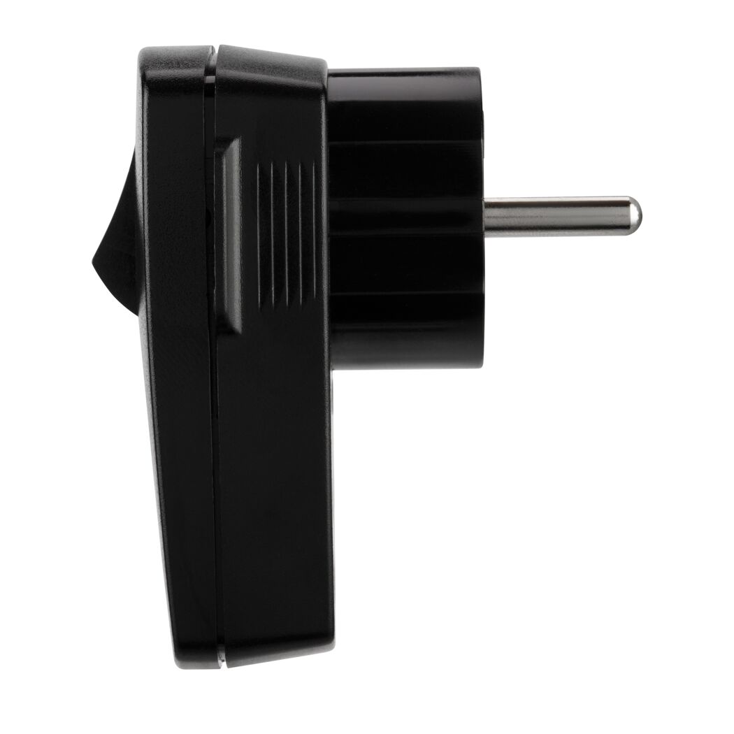 Schwarzer Stecker mit Schalter