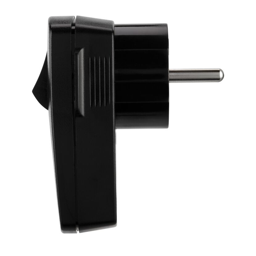 Schwarzer Stecker mit Schalter