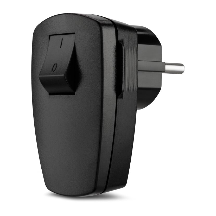 Schwarzer Stecker mit Schalter