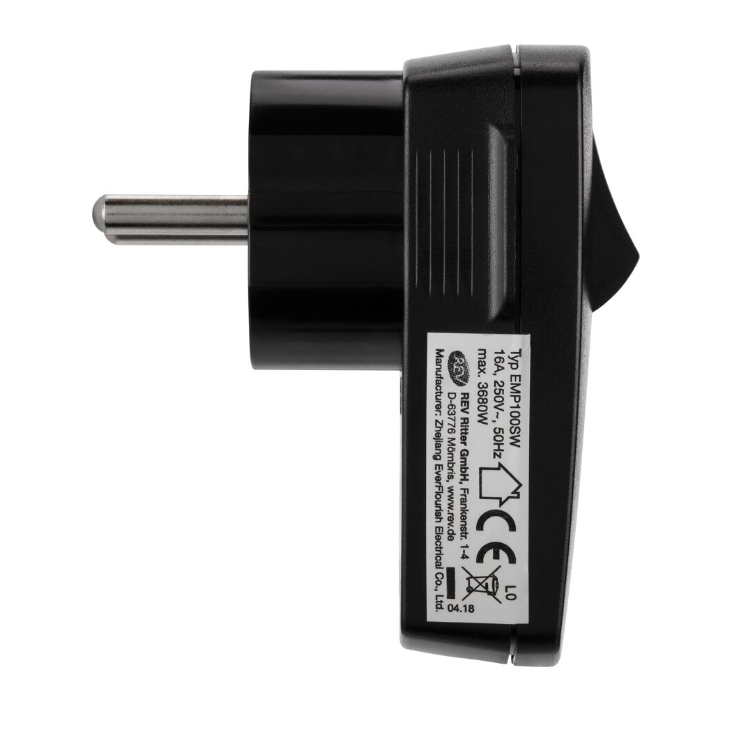 Schwarzer Stecker mit Schalter