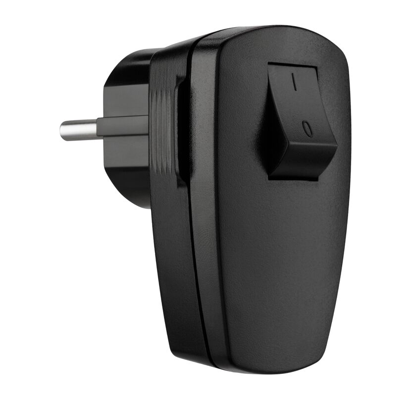 Schwarzer Stecker mit Schalter