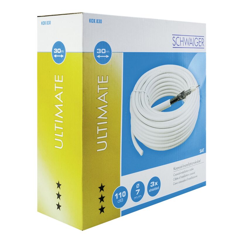 Weißes Koaxialkabel auf der Verpackung