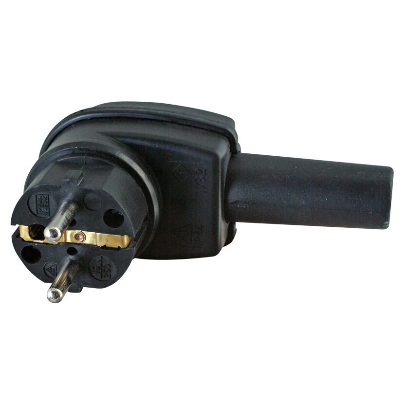 Schwarzer Winkelschutzstecker