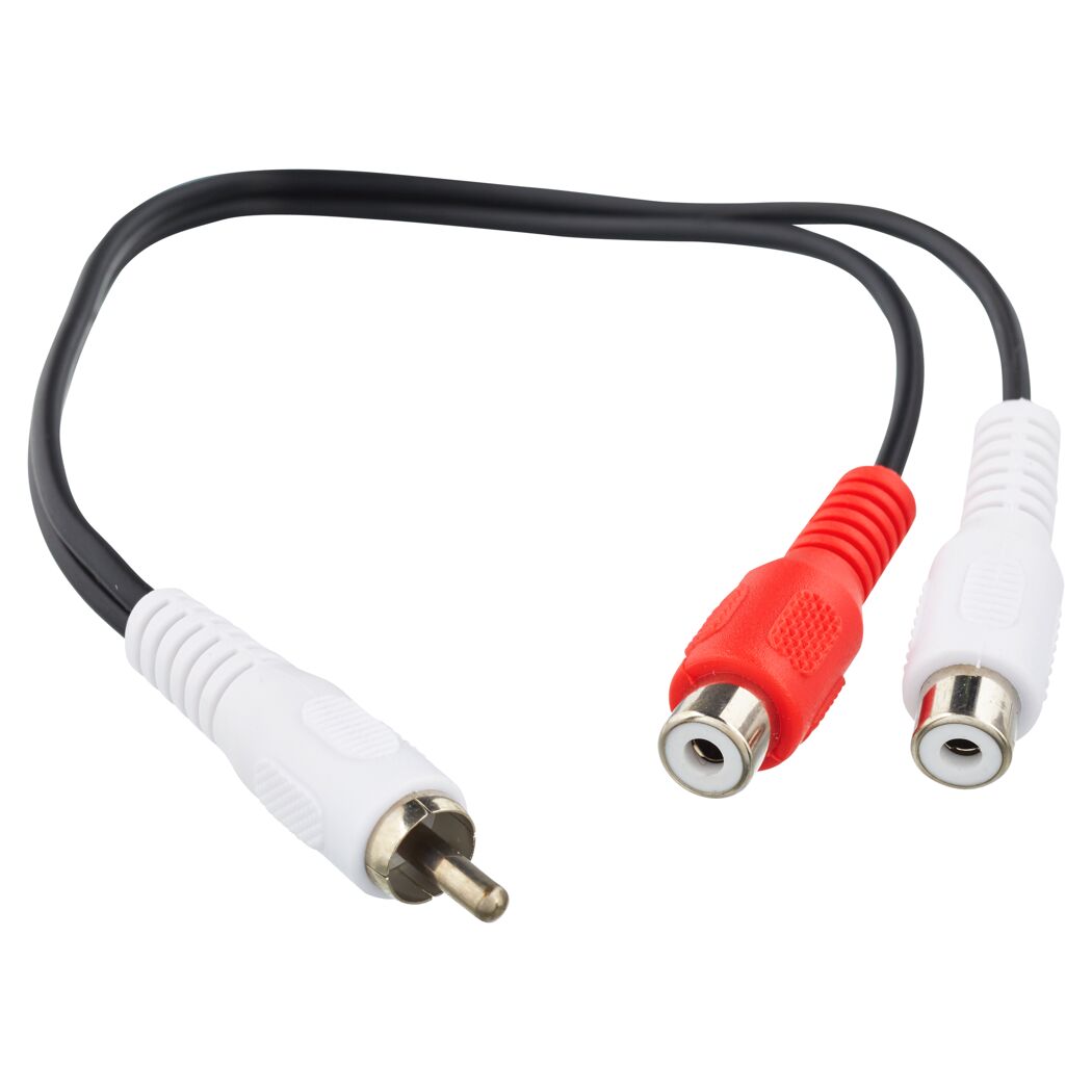 Cinch Y-Adapter, rot-weißer Stecker auf weiße Buchse