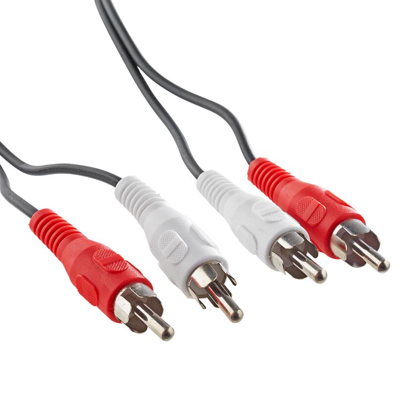 Zwei Cinch-Audiokabel rot und weiß
