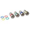 Vier F-Stecker mit farbigen Ringen und Dichtungsringen