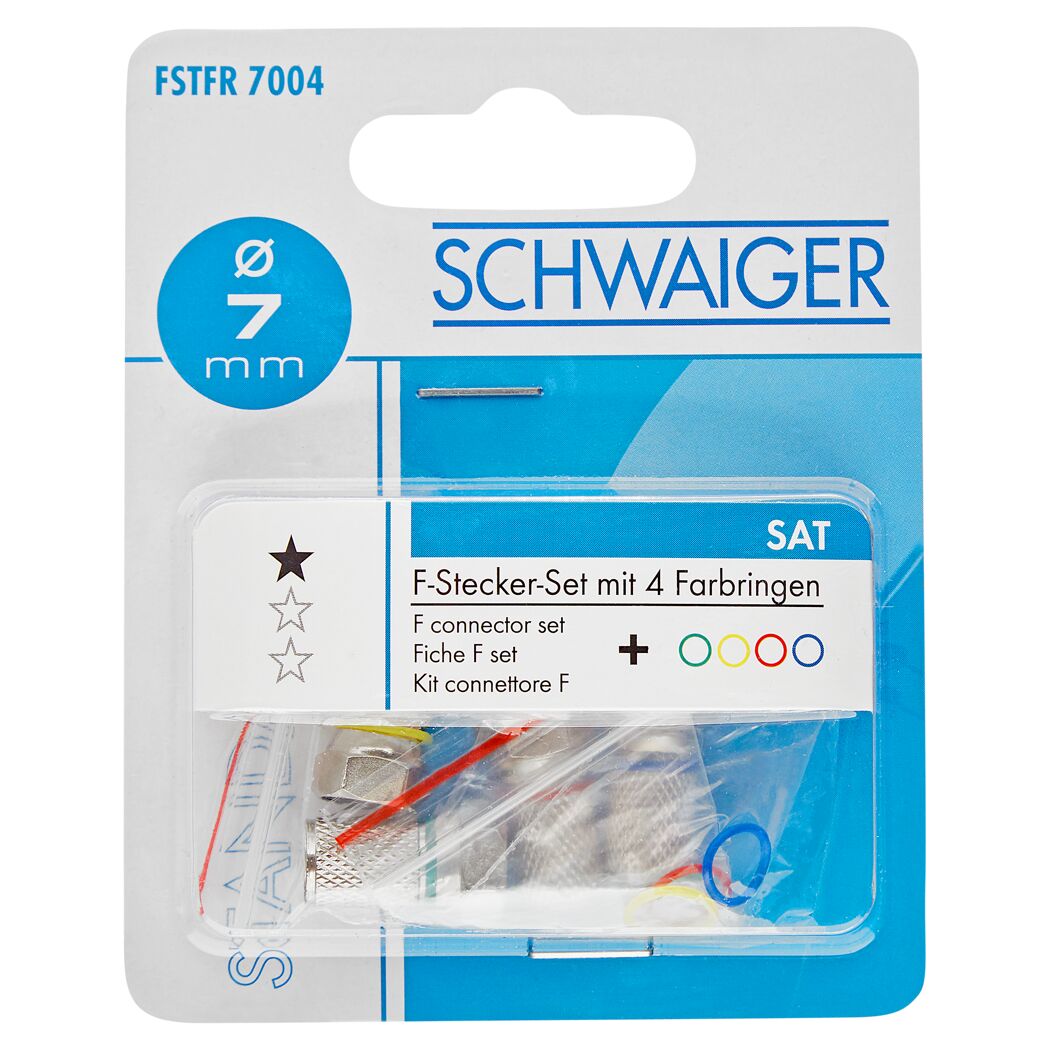 F-Stecker-Set mit 4 Farbringen, 7 mm von SCHWAIGER