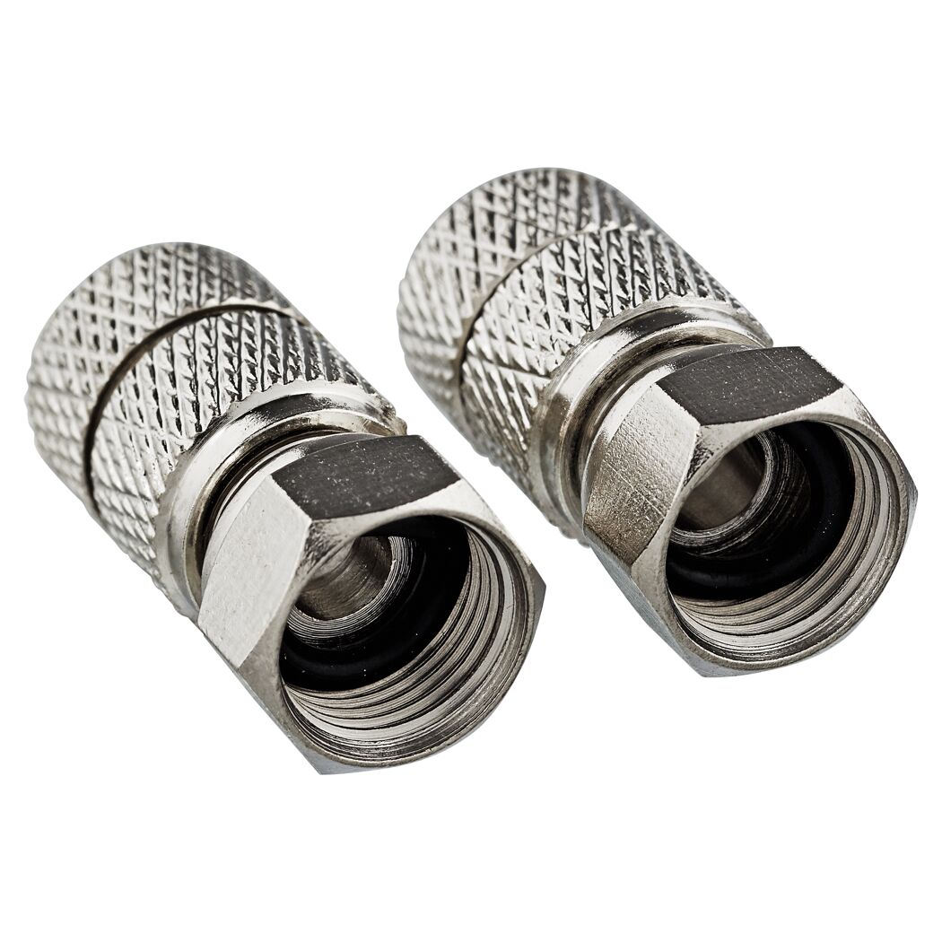 Zwei F-Aufdrehstecker mit Wetterschutz