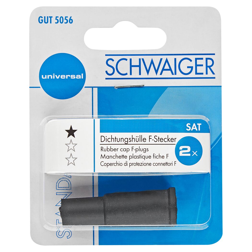 Zwei schwarze Dichtungshüllen für F-Stecker