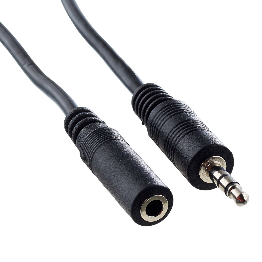 Schwarzes Audio-Verlängerungskabel mit 3,5-mm-Klinkensteckern