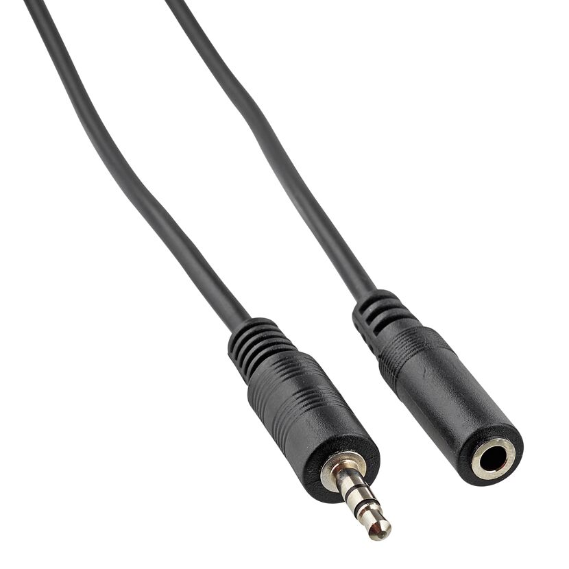 Schwarzes Audio-Verlängerungskabel mit 3,5-mm-Klinkensteckern