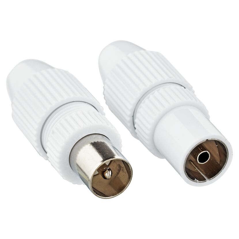 Zwei weiße Koaxialstecker