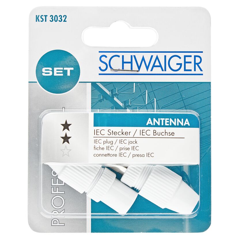 Zwei IEC-Stecker und -Buchsen von Schwaiger