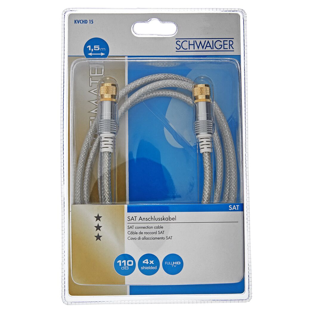 SAT-Anschlusskabel, 1,5 m, 110 dB, 4-fach geschirmt