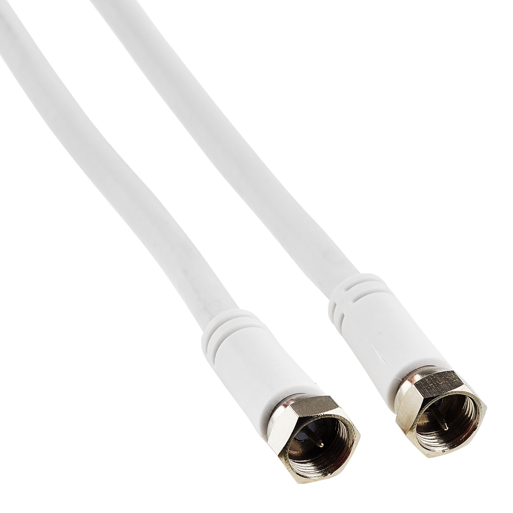 Weißes SAT-Anschlusskabel mit F-Stecker