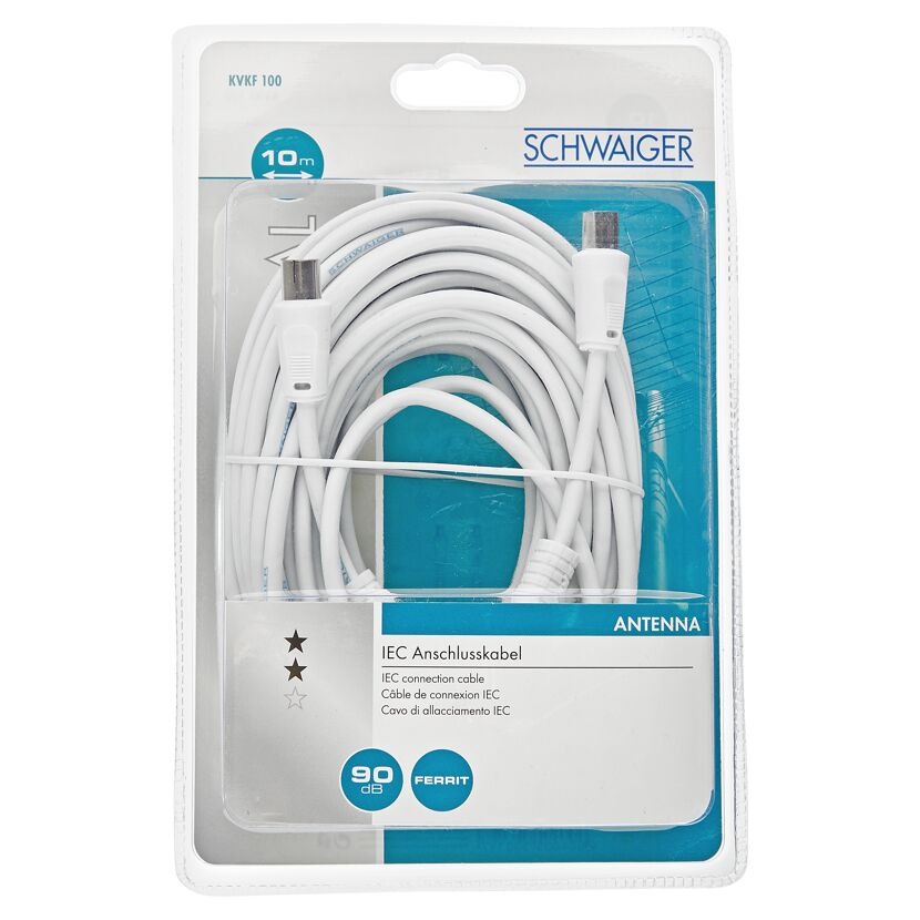 Weißes Antennenkabel von Schwaiger in Verpackung