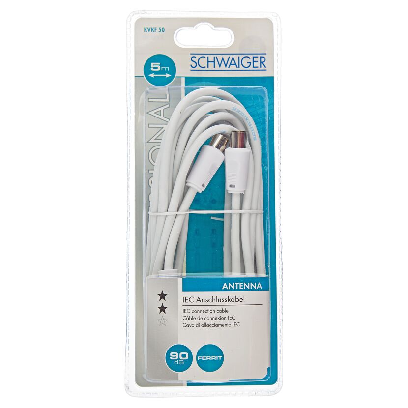 Weißes Antennenkabel von Schwaiger, 5 m