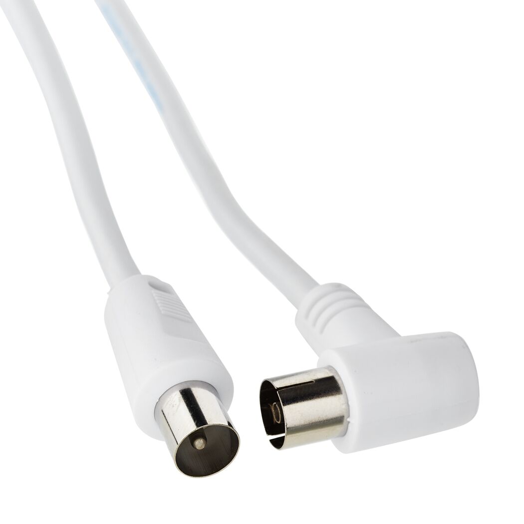 Weißes Antennenkabel mit Winkelstecker