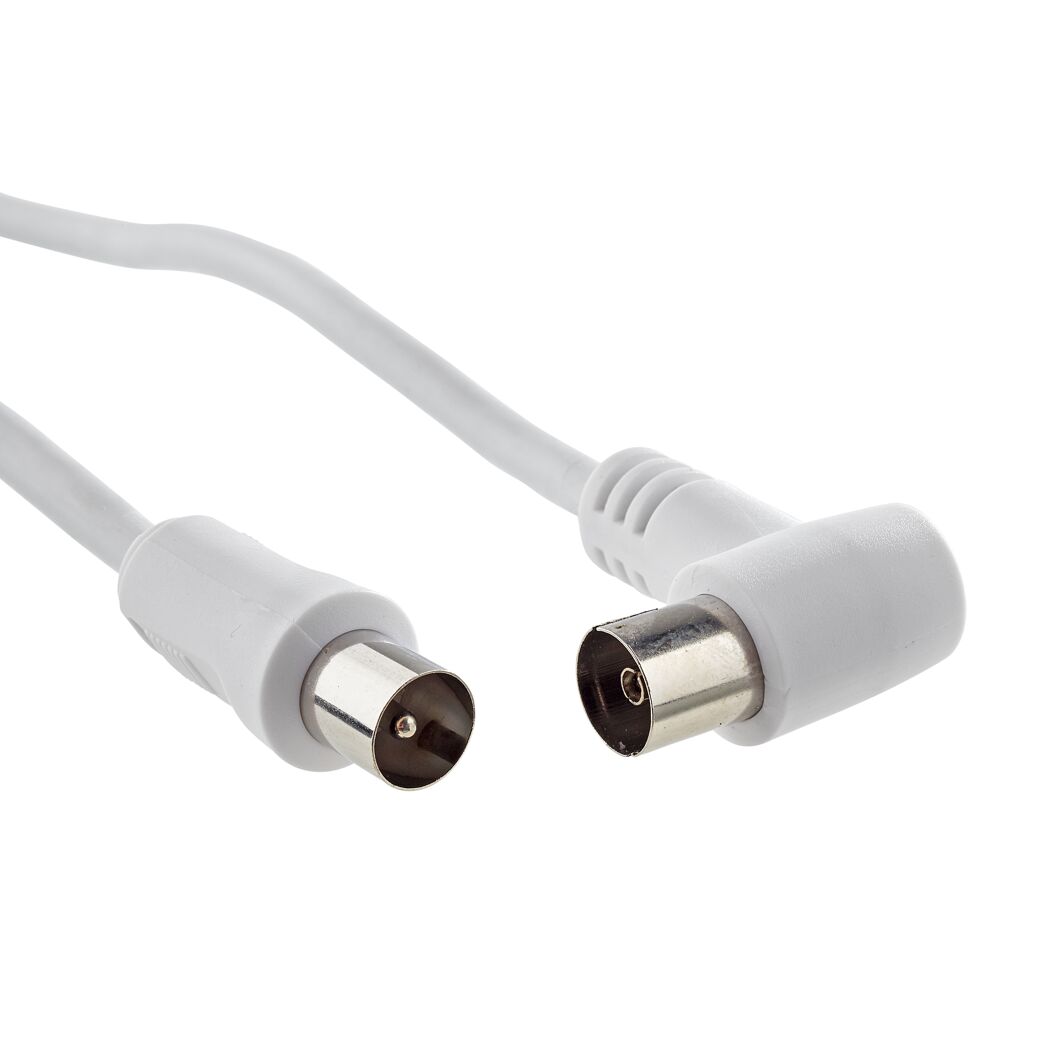 Weißes Antennenkabel mit Winkelstecker