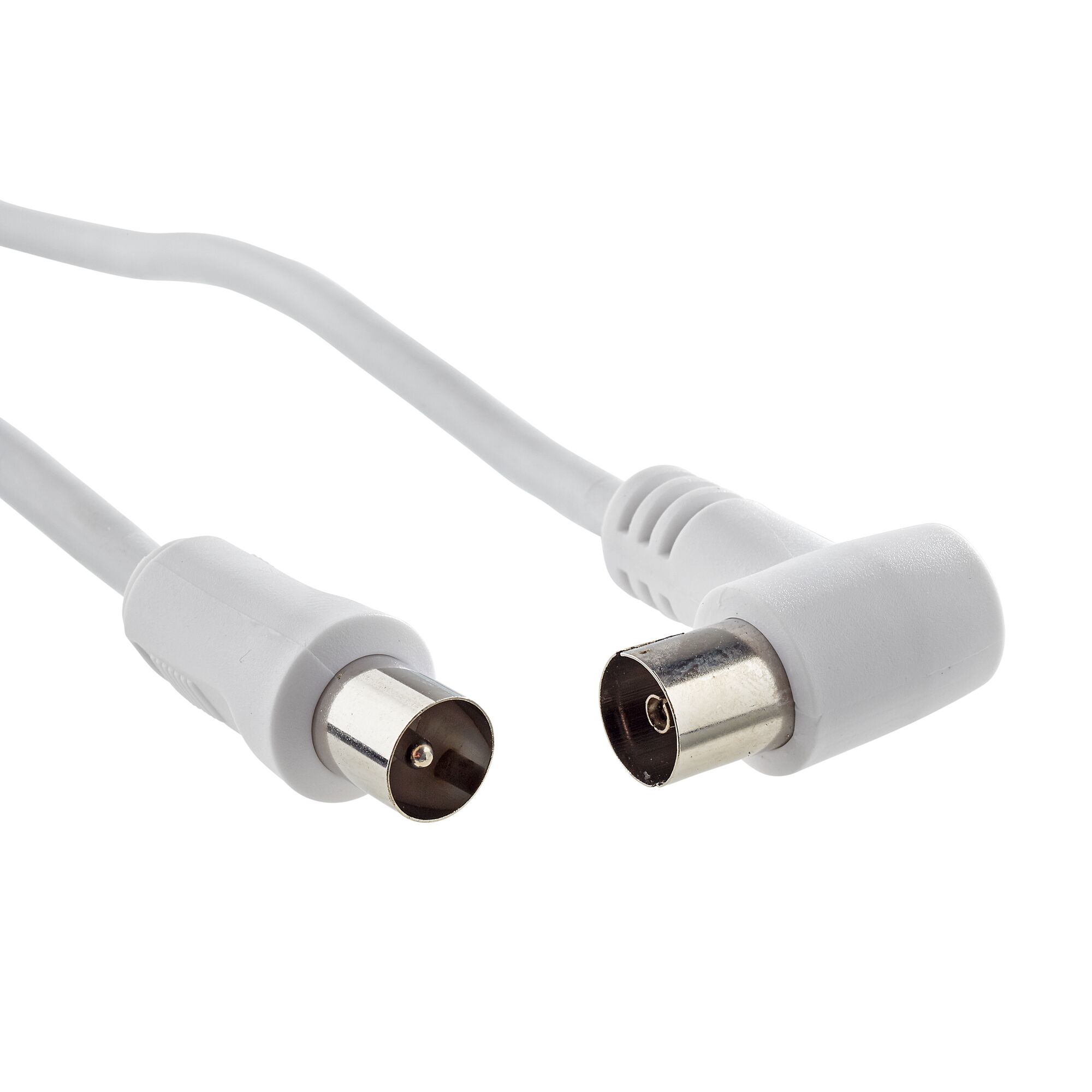 Weißes Antennenkabel mit Winkelstecker
