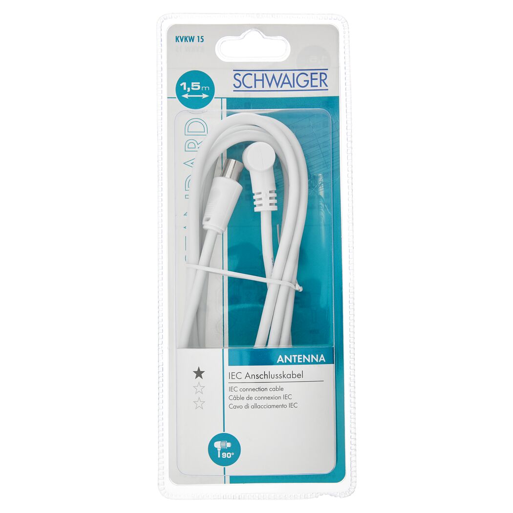 Weißes Antennenkabel von Schwaiger in Verpackung