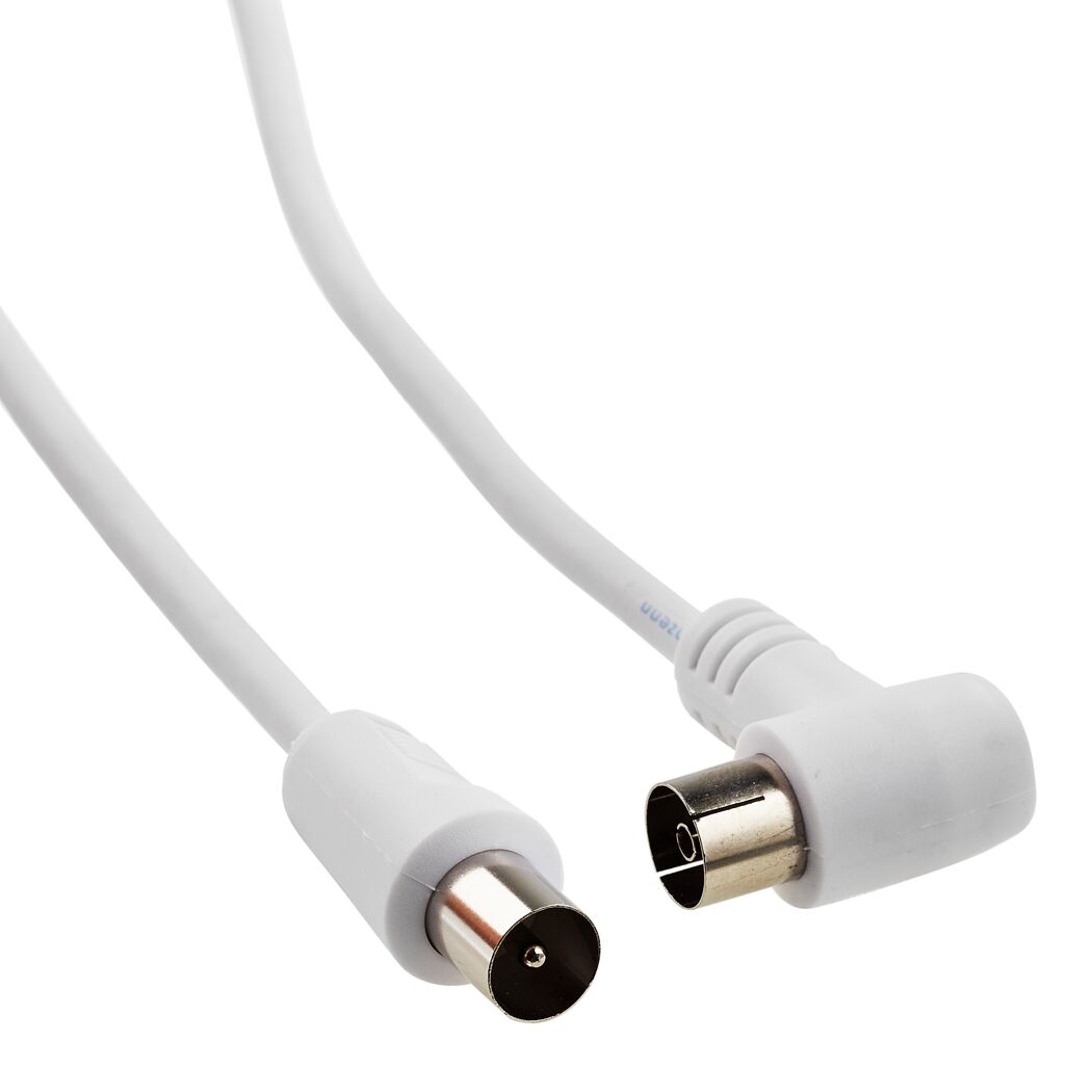 Weißes Antennenkabel mit Winkelstecker