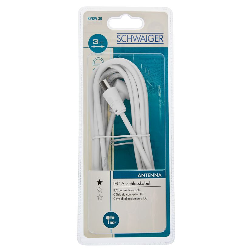 Weißes Antennenkabel von Schwaiger in Verpackung