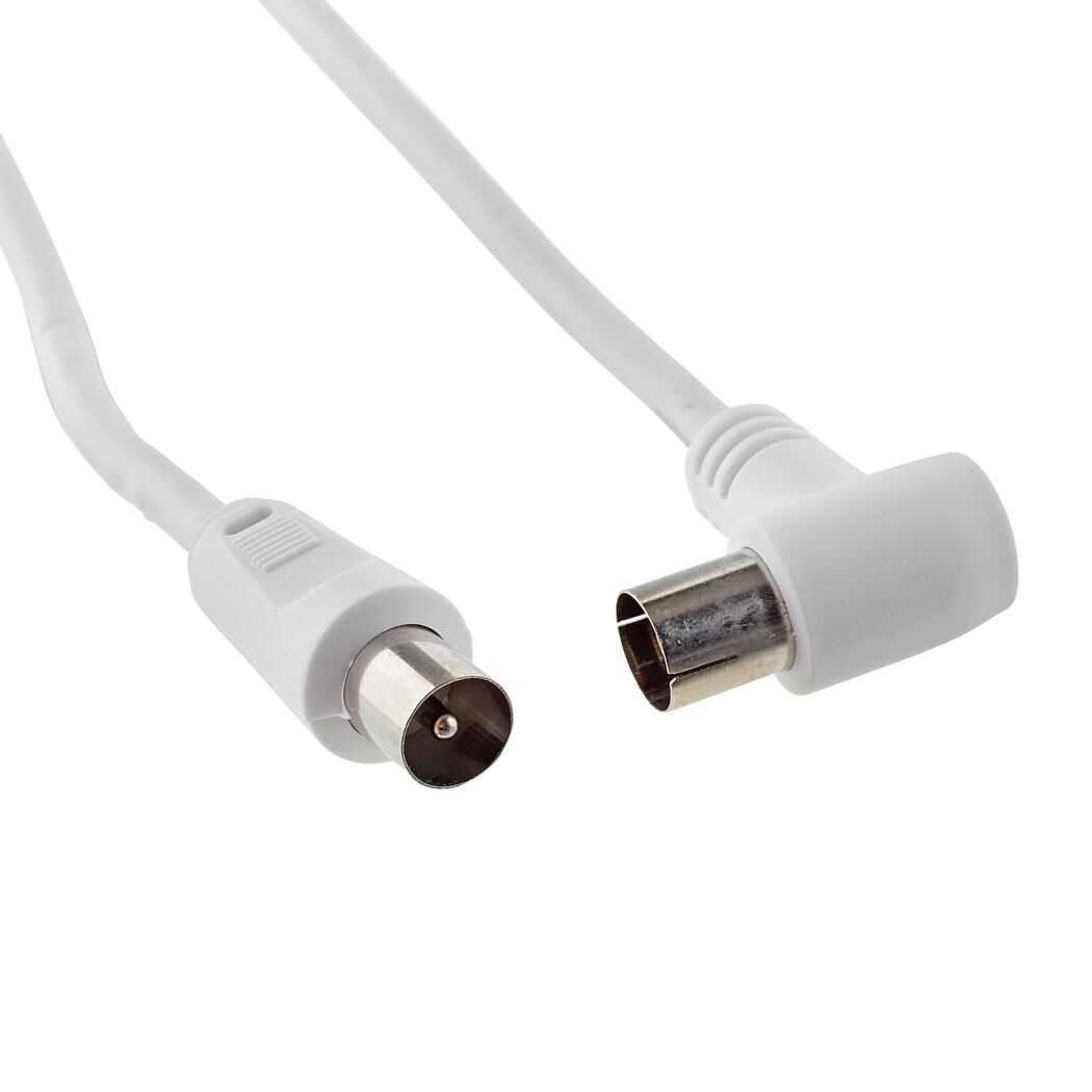 Weißes Antennenkabel mit Winkelstecker