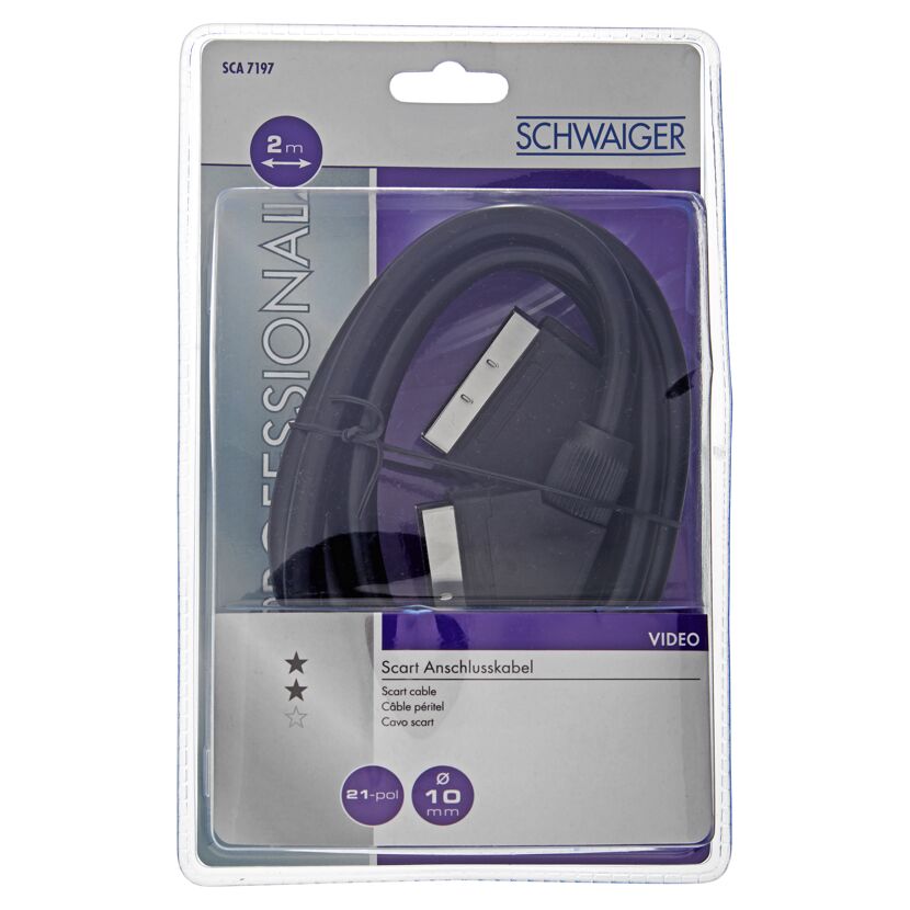 Schwarzes Scart-Kabel in Verpackung