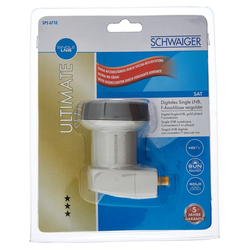 Digitales Single LNB von Schwaiger in Verpackung