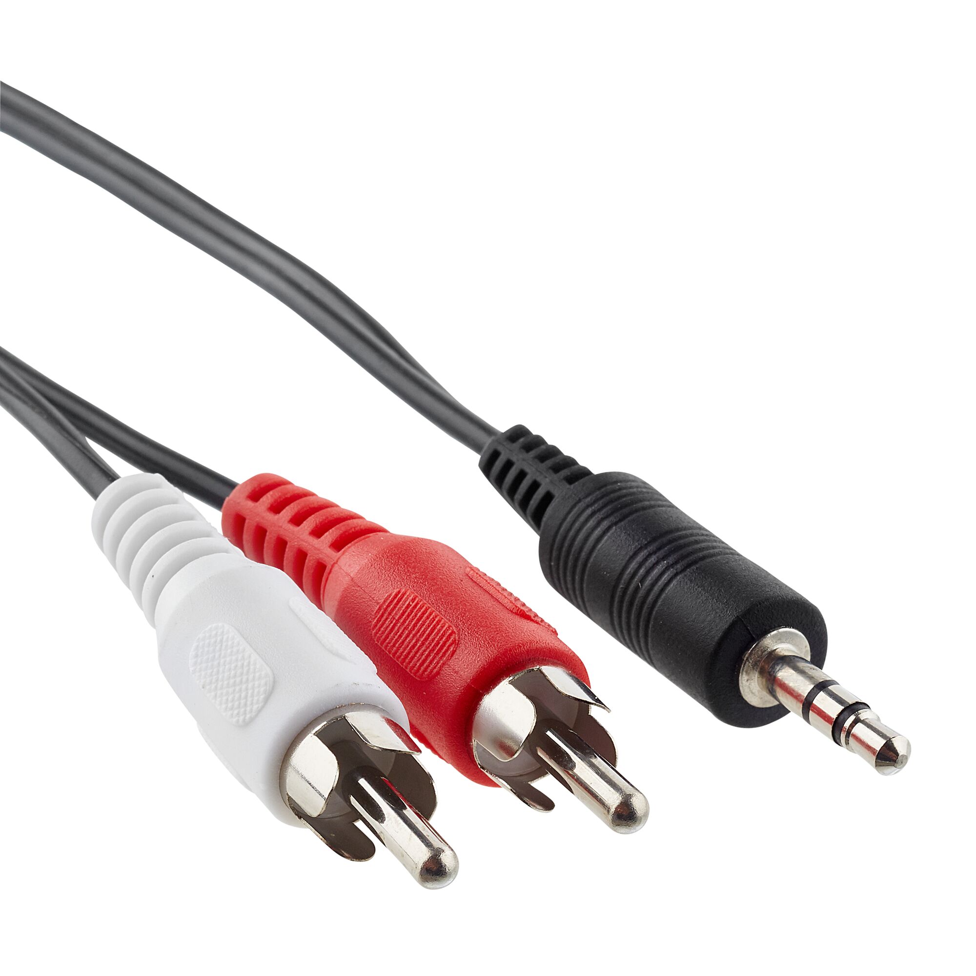 Audioadapter mit einem 3,5-mm-Klinkenstecker und zwei Cinch-Steckern