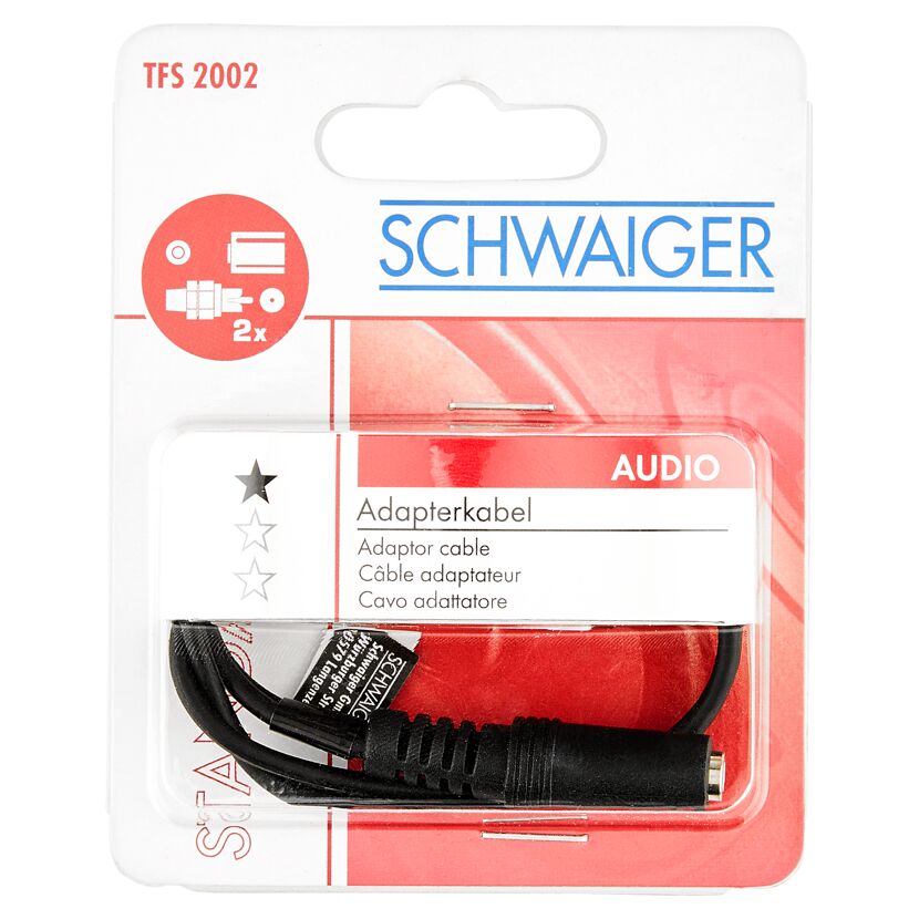 Schwarzes Adapterkabel Klinke auf Cinch von Schwaiger