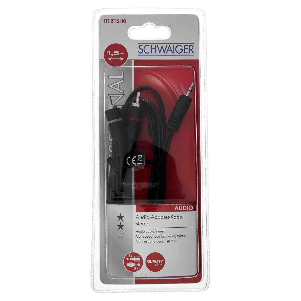 Schwarzes Audio-Adapter-Kabel, Stereo, 1,5 m