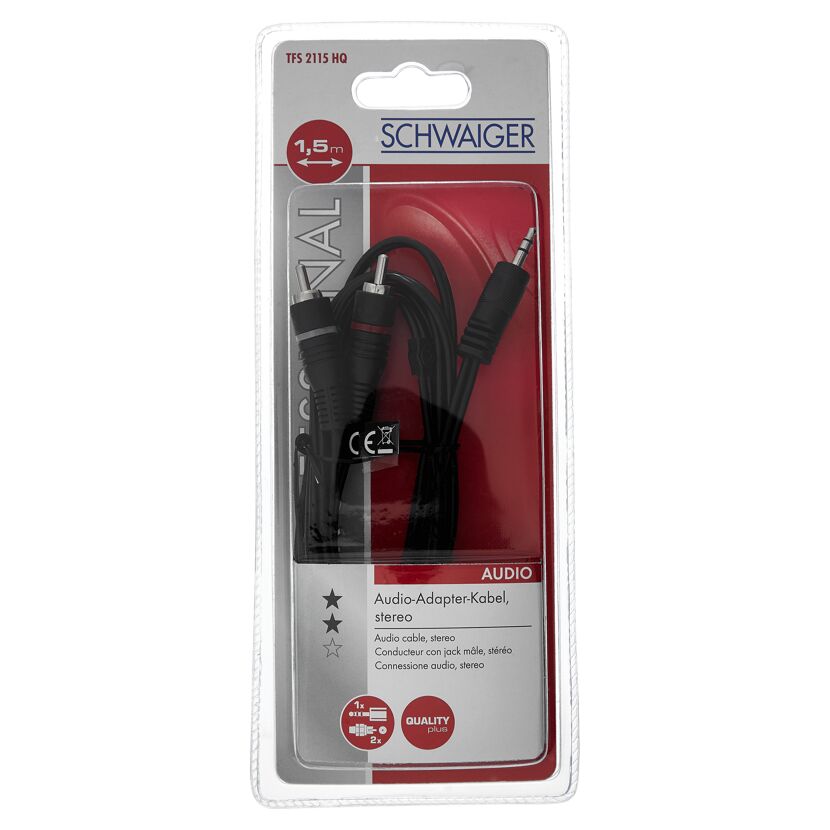 Schwarzes Audio-Adapter-Kabel, Stereo, 1,5 m