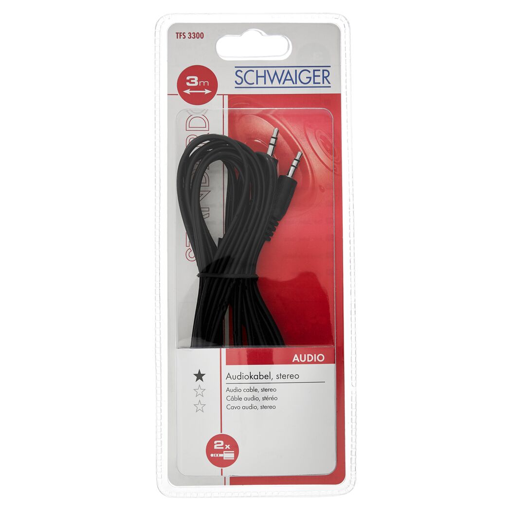 Schwarzes 3m Stereo-Audiokabel in Verpackung
