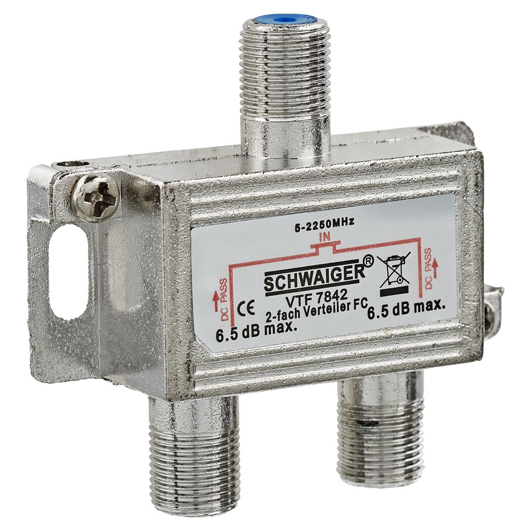 2-fach Verteiler für Kabel, Antenne oder SAT von Schwaiger