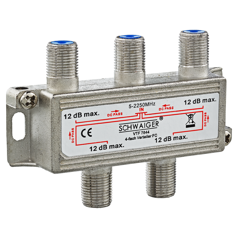 4-fach Verteiler für Kabel/Antenne/SAT von SCHWAIGER