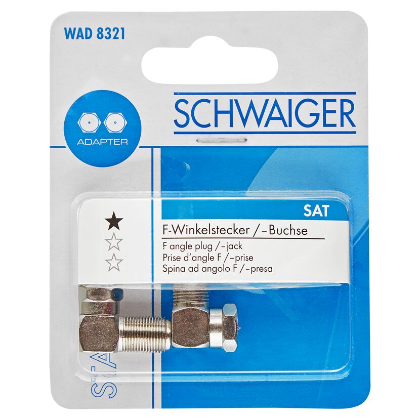 Winkeladapter 90° F-Stecker/F-Buchse von Schwaiger