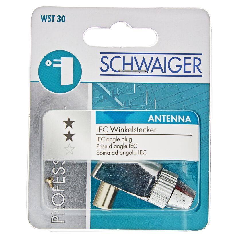 Schwaiger Koax-Winkelstecker, verchromt