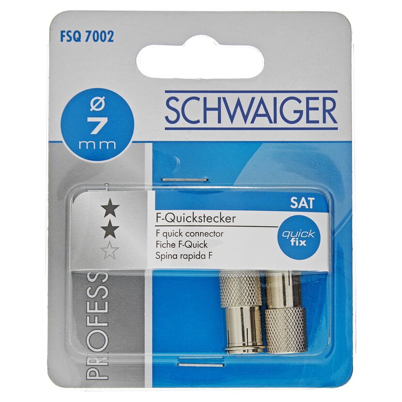 Zwei F-Quickstecker von Schwaiger auf Blisterkarte