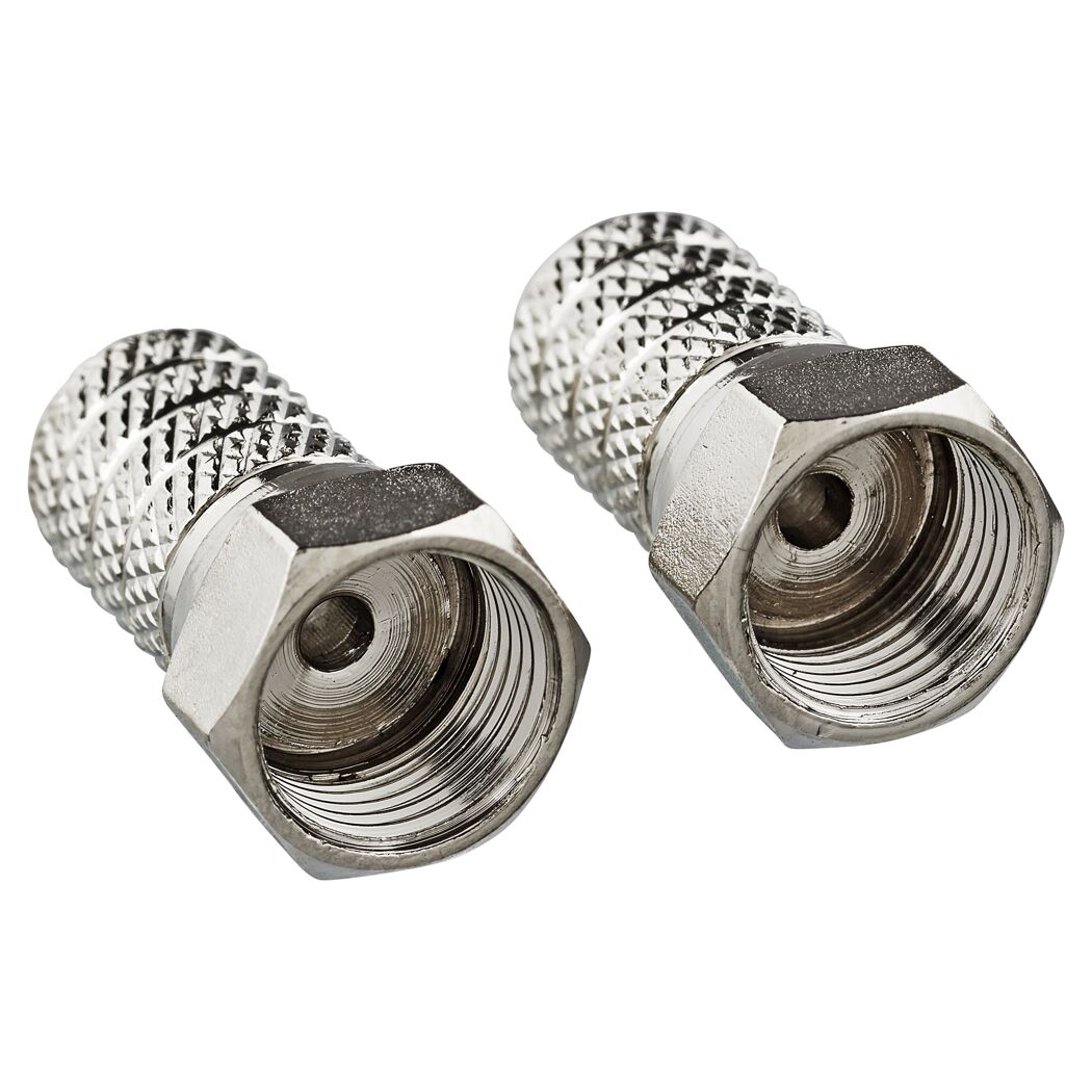 Zwei F-Aufdrehstecker 4,0 mm