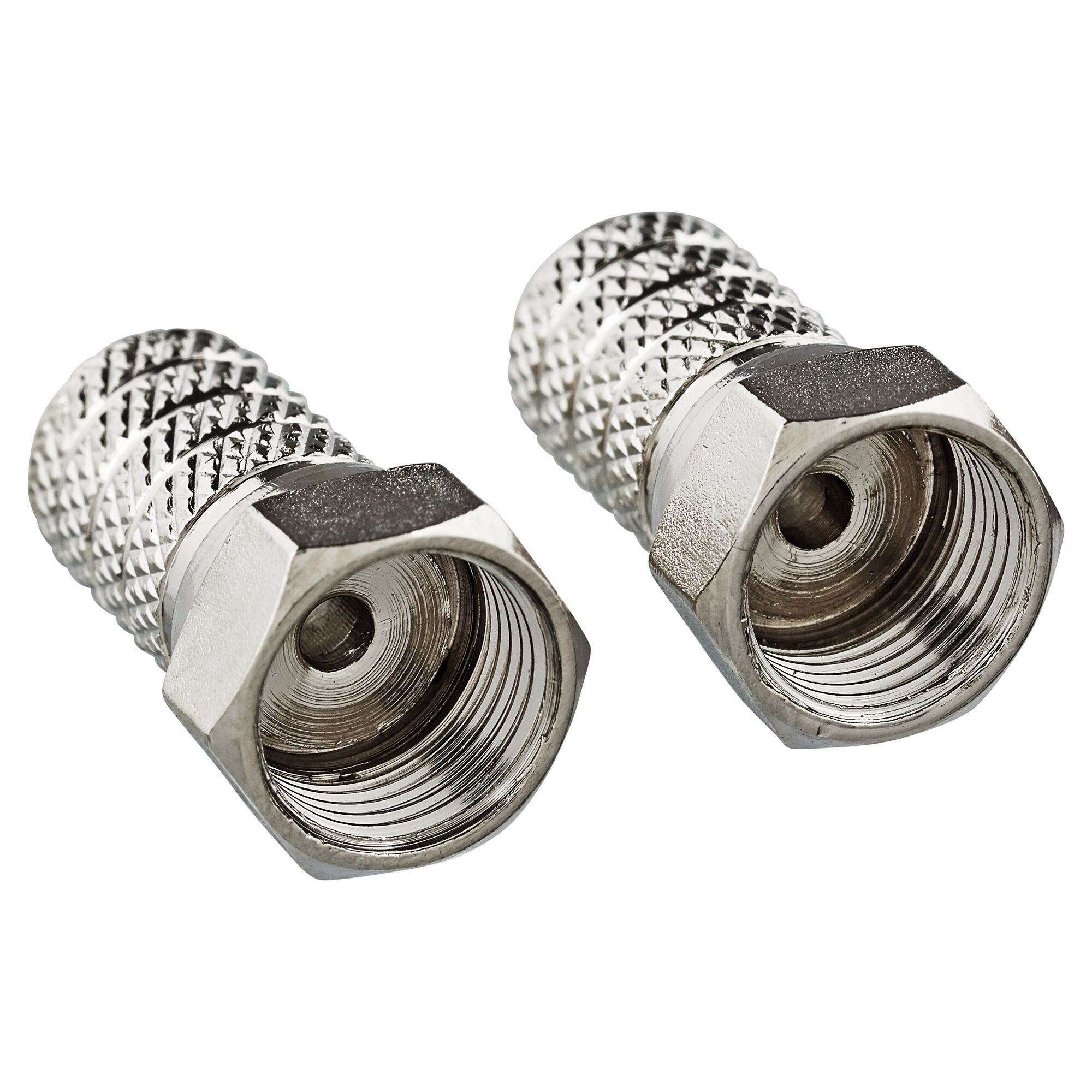 Zwei F-Aufdrehstecker 4,0 mm