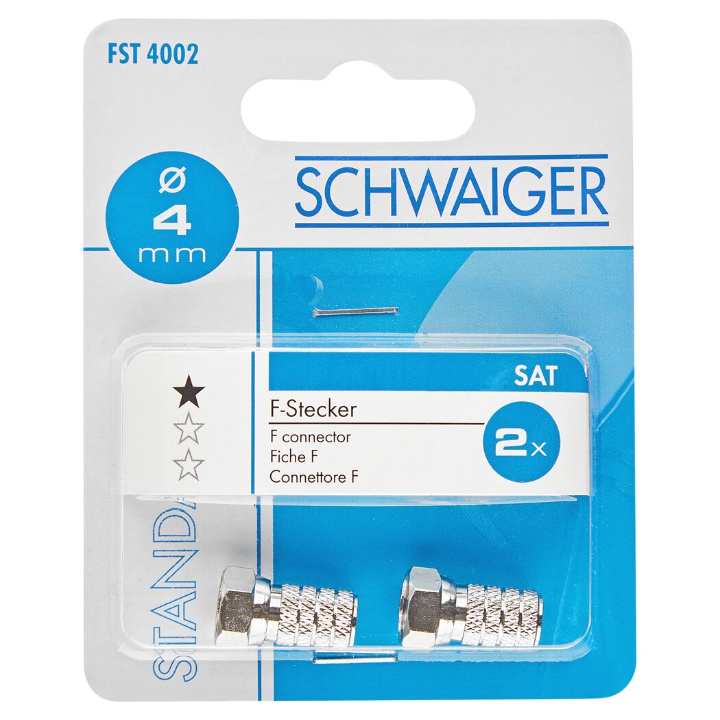 Zwei F-Aufdrehstecker 4 mm von Schwaiger