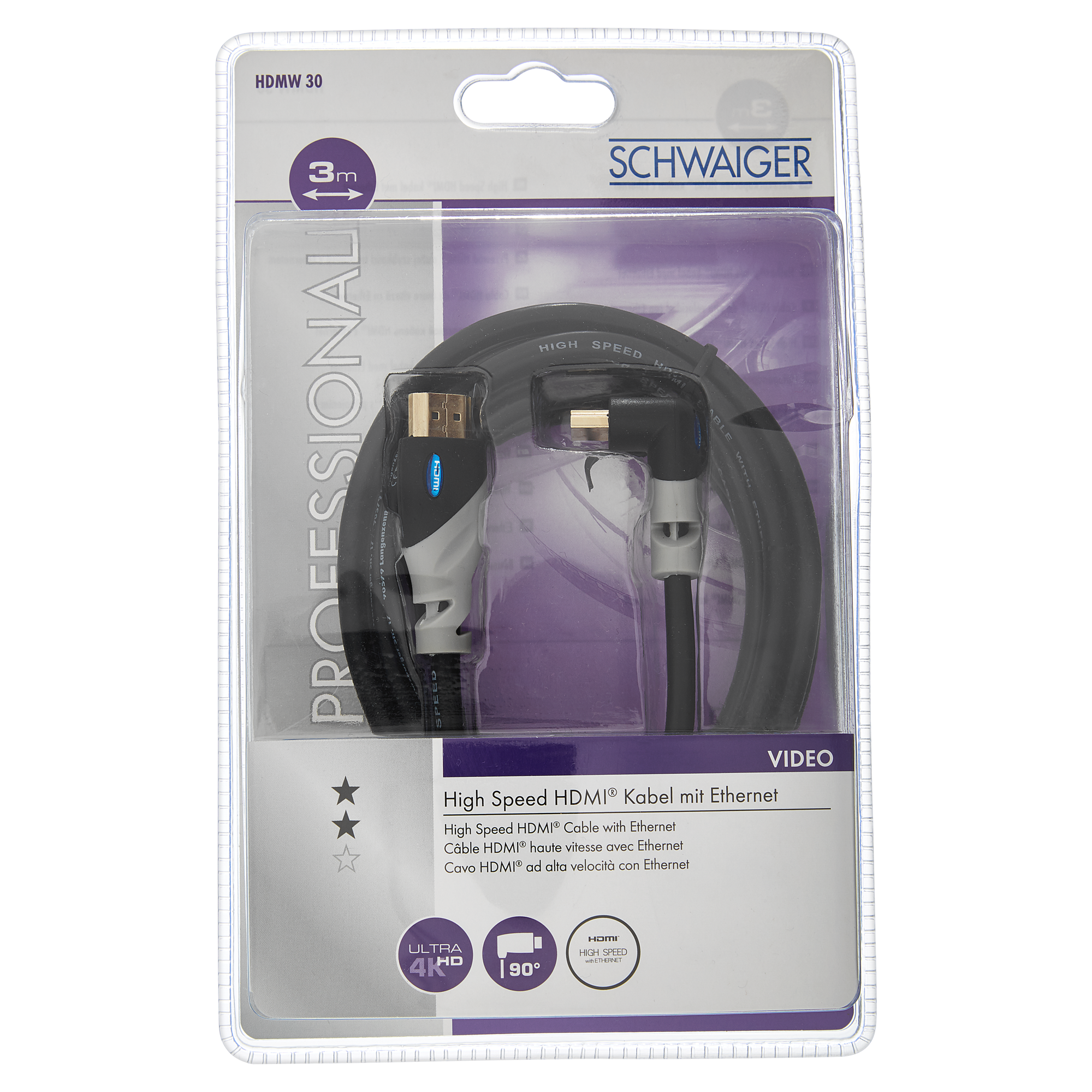 HDMI-Kabel High Speed Ethernet schwarz 3 m + product picture