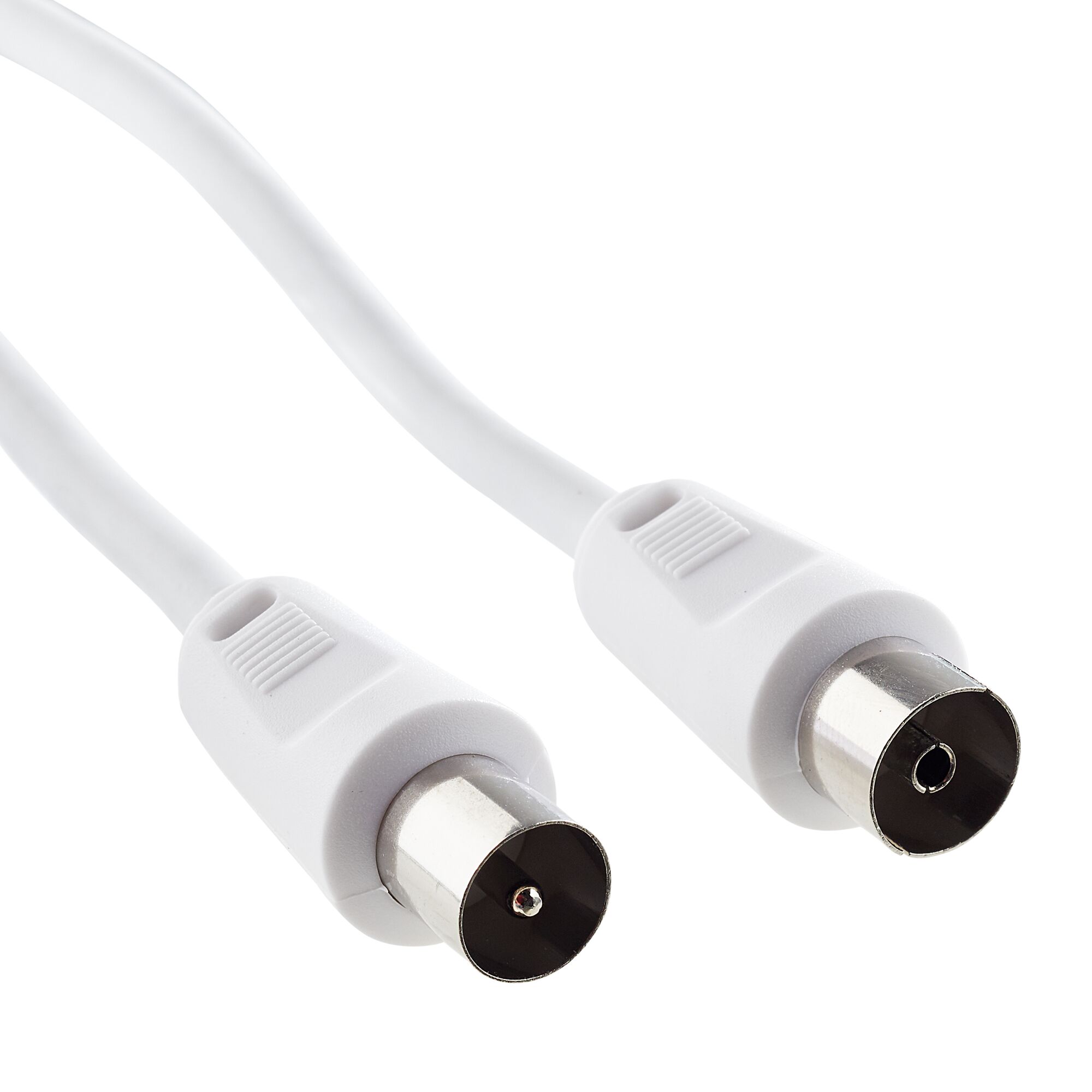 Weißes Antennenkabel mit Metallsteckern