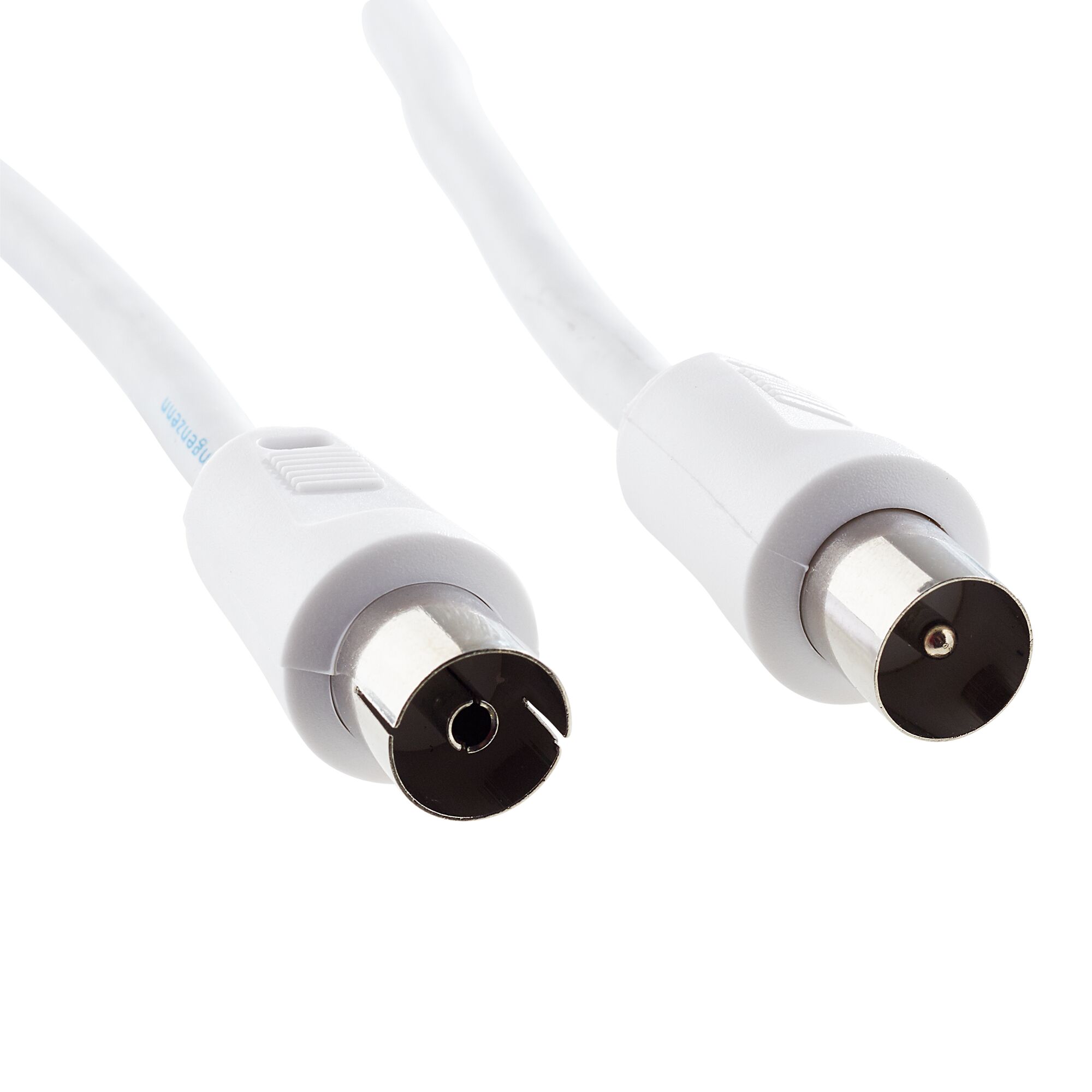 Weißes Antennenkabel mit Metallsteckern