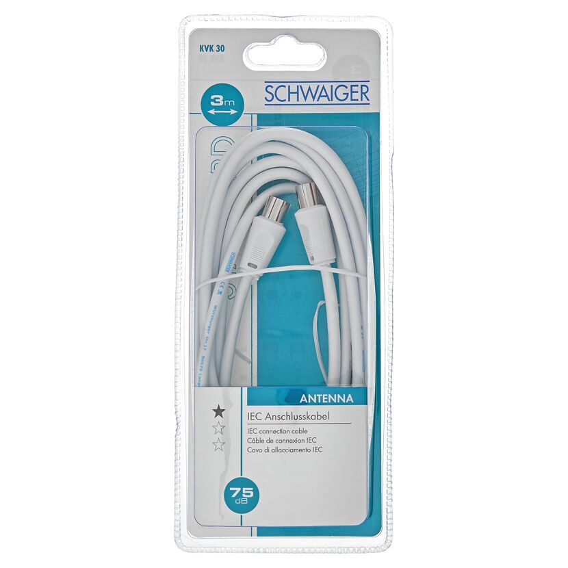 Weißes Antennenkabel von Schwaiger, 3 m